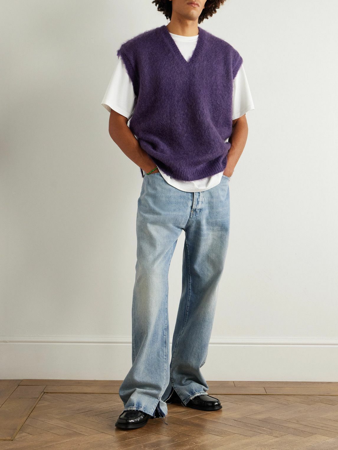 Needles - Oversized Mohair-Blend Sweater Vest - Purple Needles