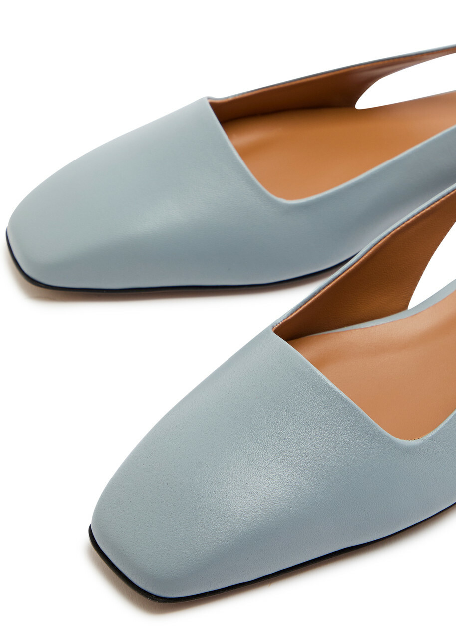 Atp Atelier Plesio Leather Slingback Flats Light Grey