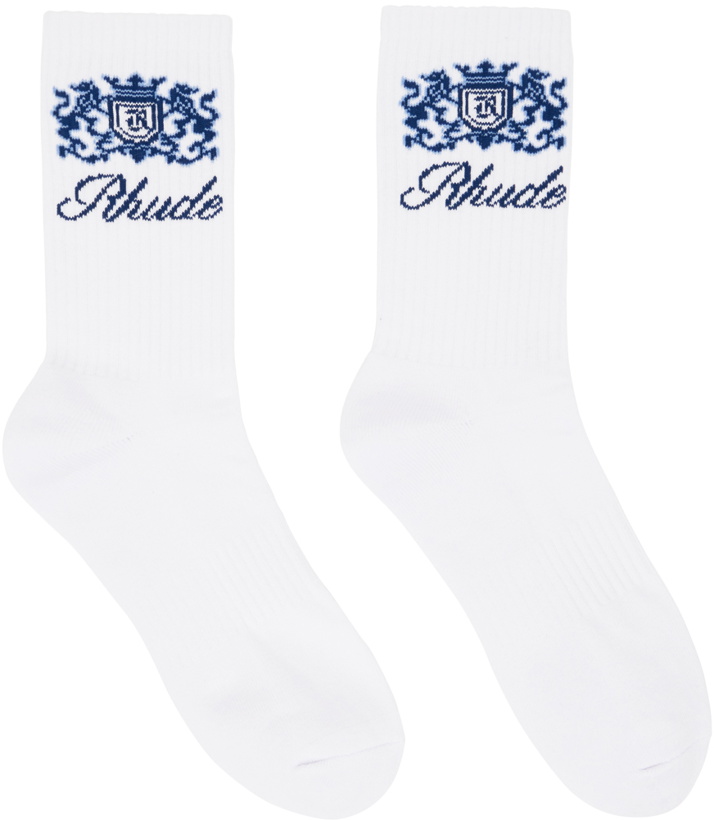 Photo: Rhude White Crest Socks
