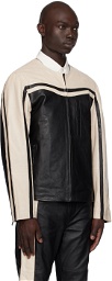 Deadwood Black & Off-White Racer Leather Jacket