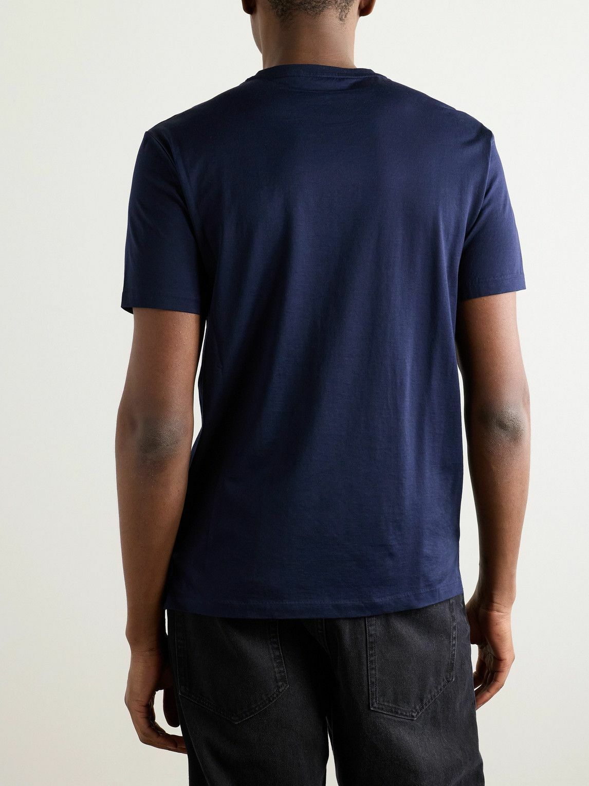 Ralph Lauren Purple label - Logo-Embroidered Cotton-Lisle T-Shirt - Blue
