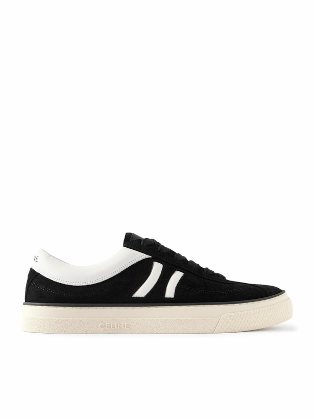 Photo: CELINE - Logo-Print Leather-Trimmed Suede Sneakers - Black