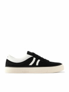 CELINE - Logo-Print Leather-Trimmed Suede Sneakers - Black