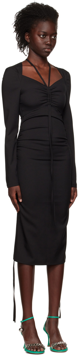 J KOO Black Cutout Midi Dress