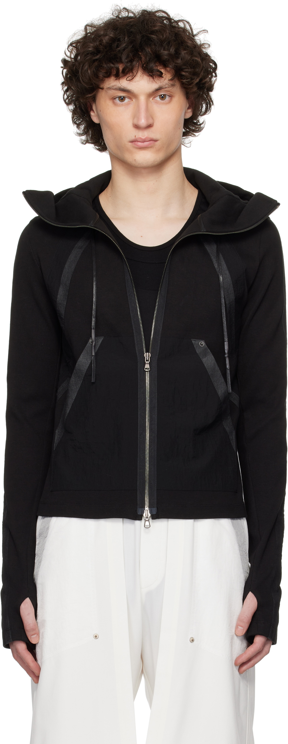 【CARNET-ARCHIVE】3l Plates L/S Tee CARNET-ARCHIVE Black 3 Metal Plates Necklace Sheer T-shirt