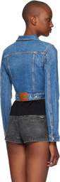 Alexander Wang Blue Cropped Trucker Denim Jacket