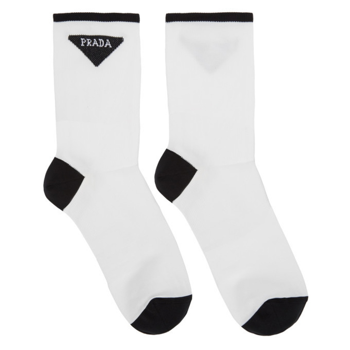 Photo: Prada White Triangle Logo Socks