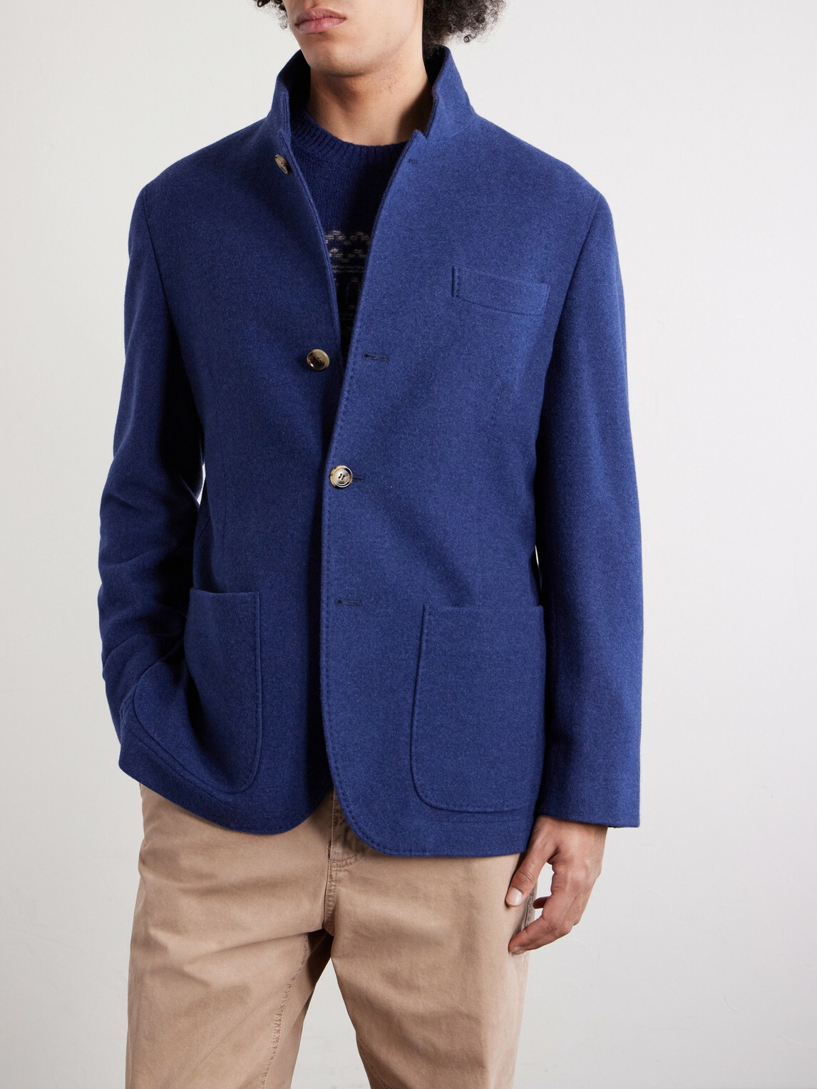 Brunello Cucinelli - Unstructured Brushed-Cashmere Blazer - Blue