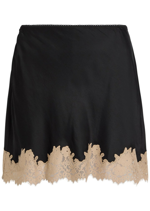 Photo: Rixo Ariah Lace-trim Satin Mini Skirt Black