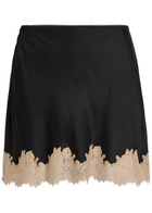 Rixo Ariah Lace-trim Satin Mini Skirt Black
