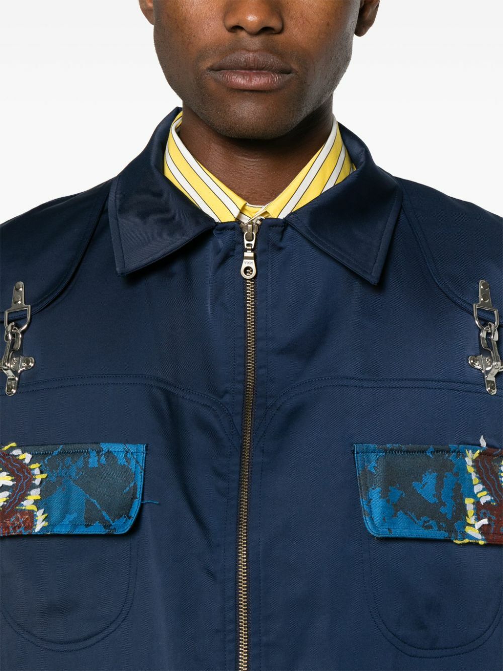 Labrum London Blue Geometric-Print Zip-Up Gilet