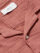 Mr P. - Camp-Collar Garment-Dyed Cotton-Muslin Shirt - Pink