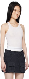 Alexander Wang White Crystal Hotfix Racer Tank Top