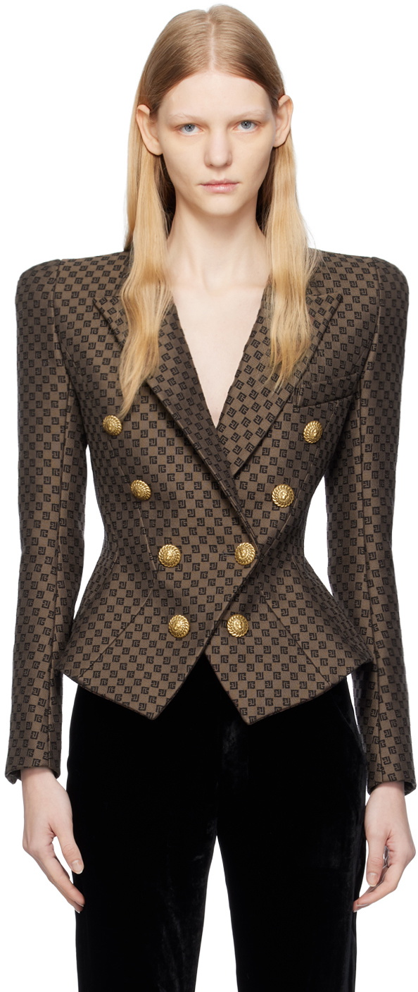 Balmain Brown Mini Monogram Blazer Balmain