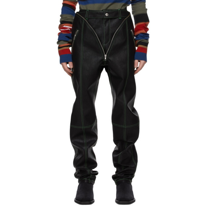 Photo: Y/Project Black Faux-Leather V Pants