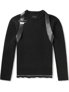 Givenchy - Embellished Leather-Trimmed Wool Sweater - Black