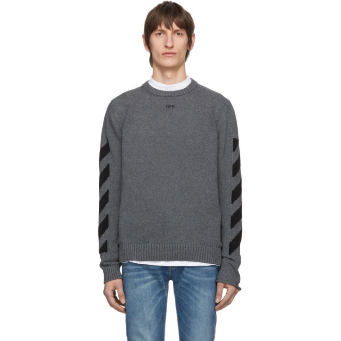 Photo: Off-White Grey Melange Arrows Sweater