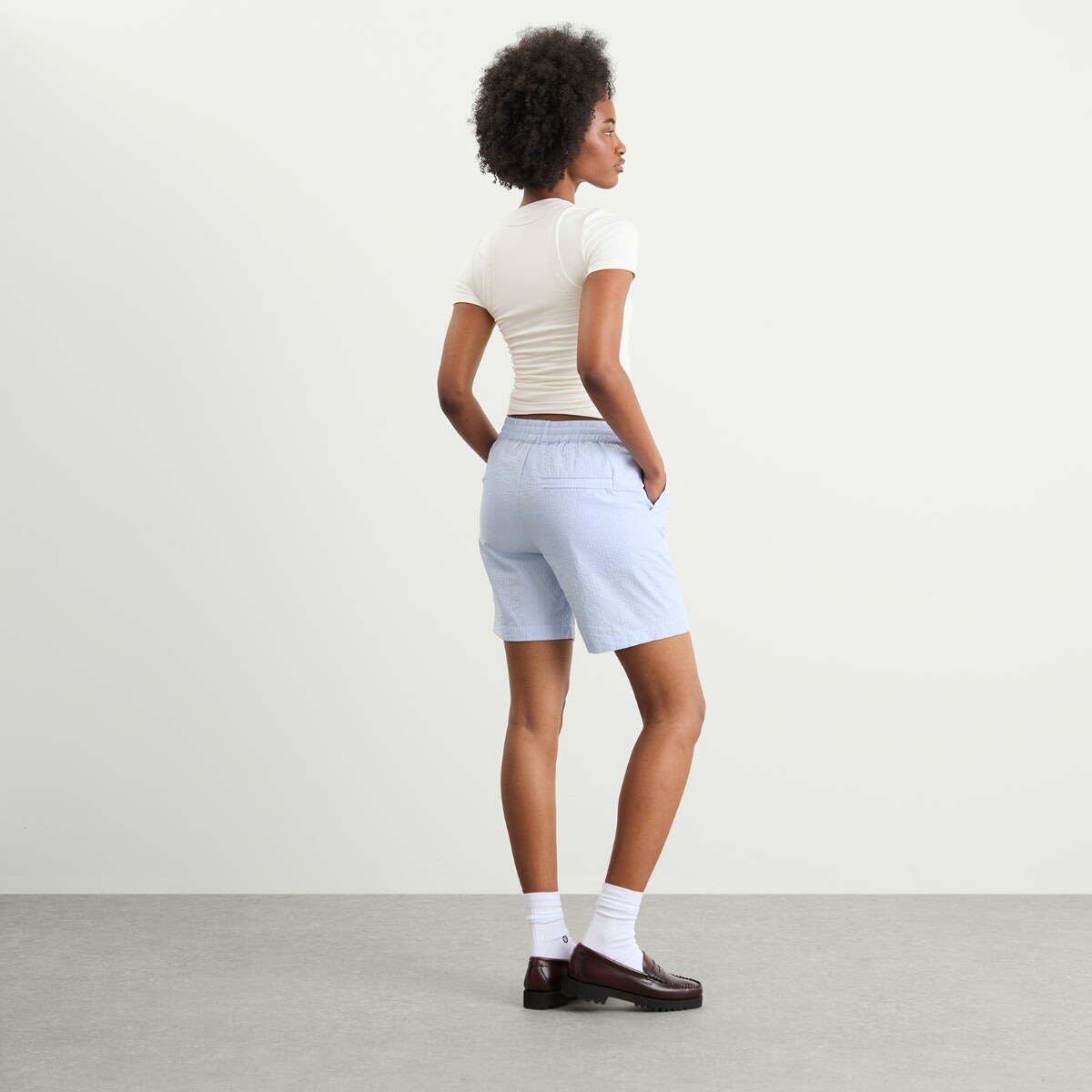 House Of Sunny Women's Seersucker Box Fit Shorts in Multi
