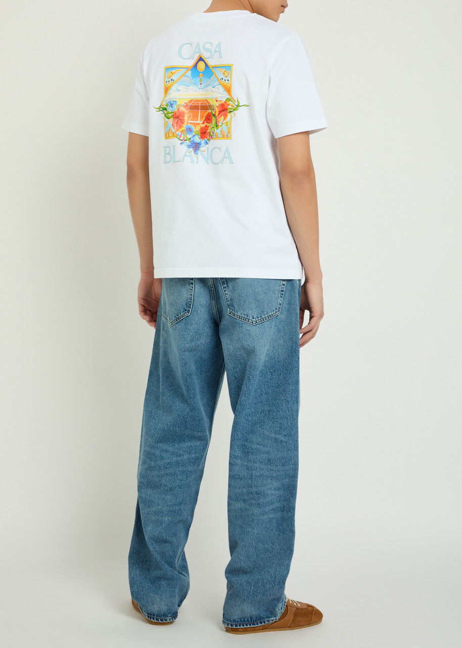 Casablanca Flower Court Icon Printed Cotton T-shirt White
