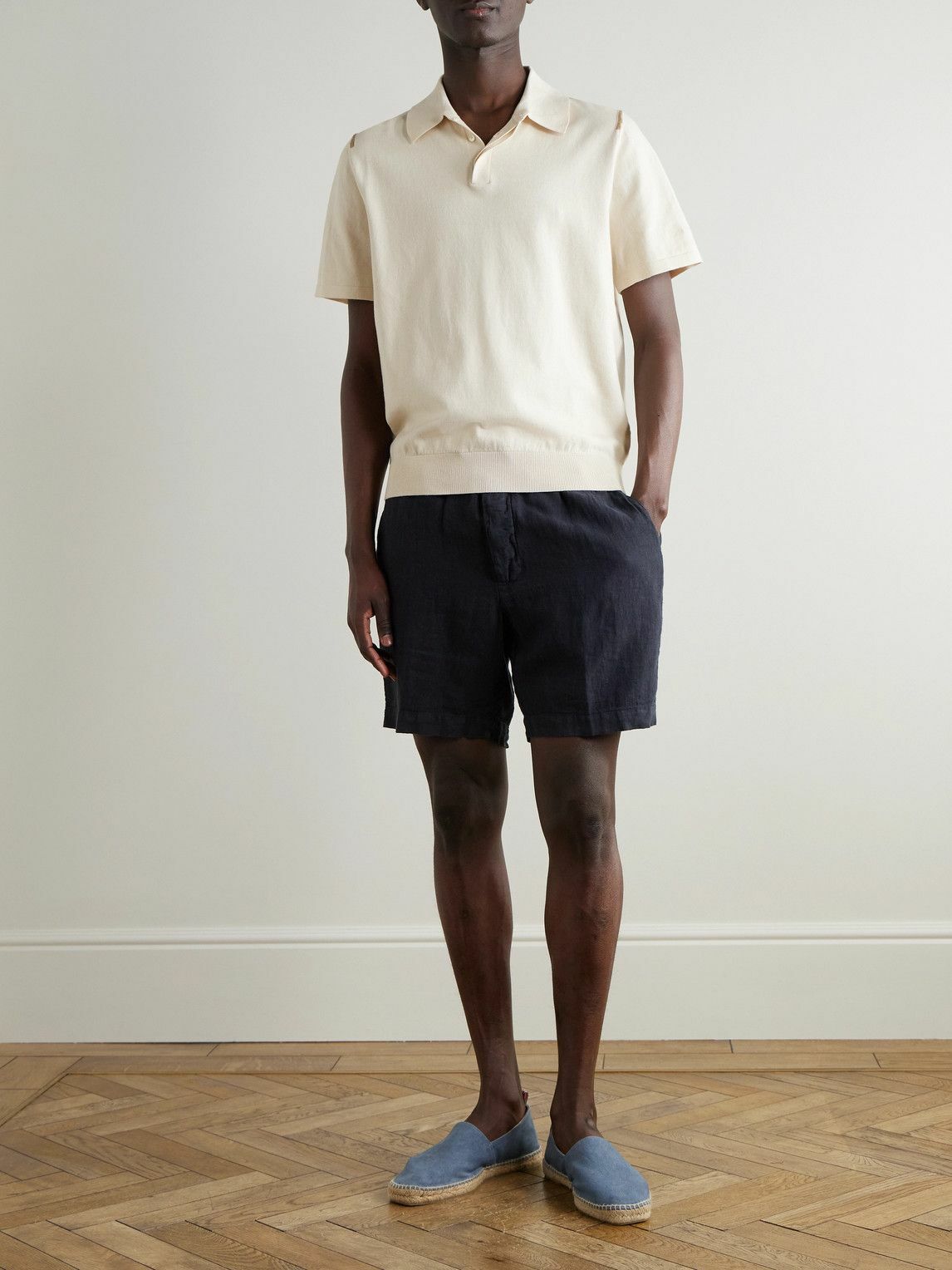 Altea - Samuel Straight-Leg Linen Drawstring Shorts - Blue