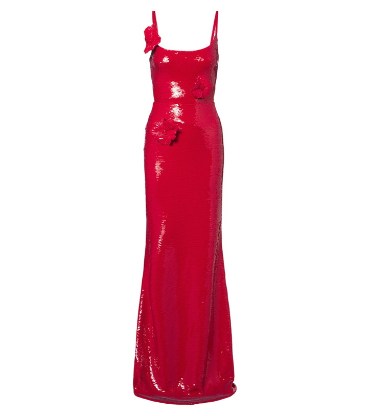 Photo: David Koma Floral-appliqué sequined gown