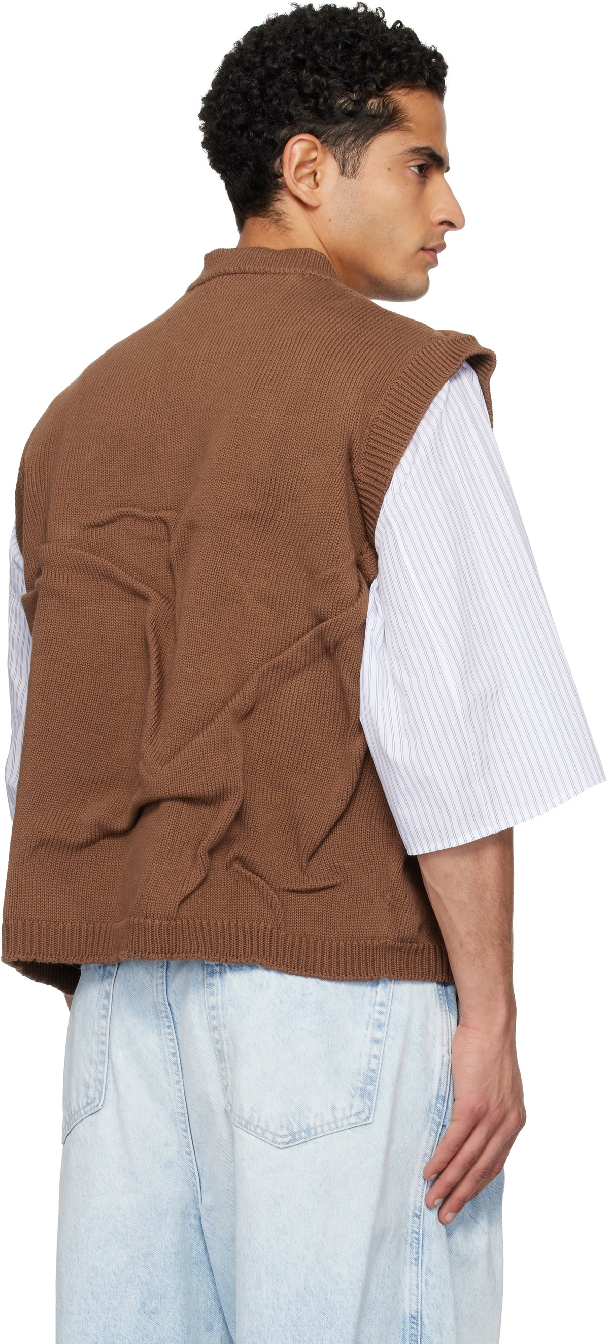 Hed Mayner Brown Knit Sweater Vest