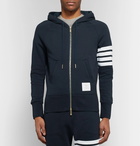 Thom Browne - Slim-Fit Striped Loopback Cotton-Jersey Zip-Up Hoodie - Men - Navy