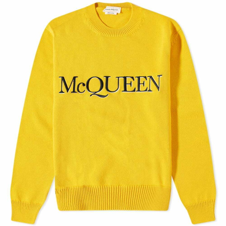 Photo: Alexander McQueen Men's Logo Crew Knit in Pop Yellow/Black/White