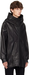 Julius Black Coated Hooded Jacket