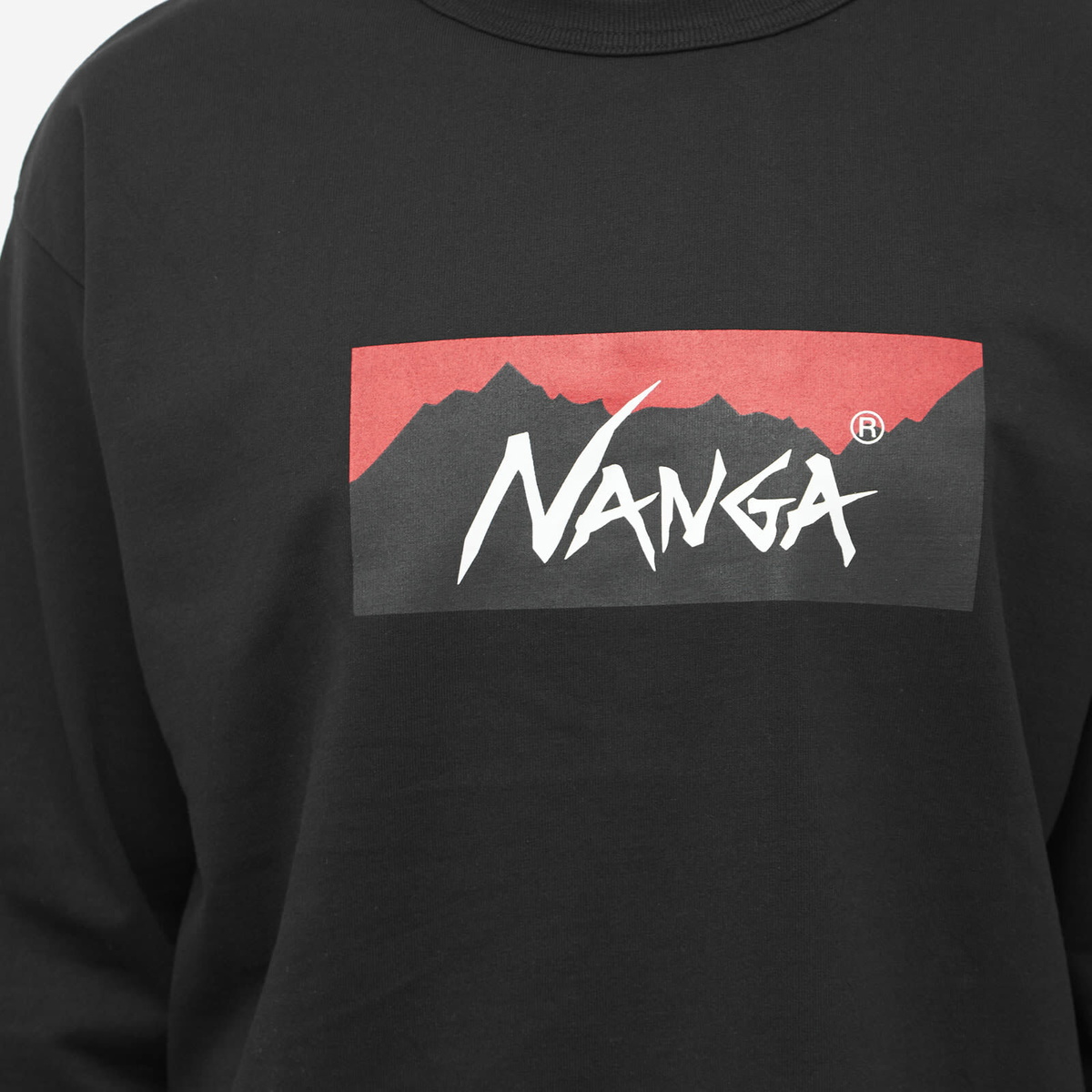 Nanga Men's Long Sleeve Eco Hybrid Box Logo T-Shirt in Black