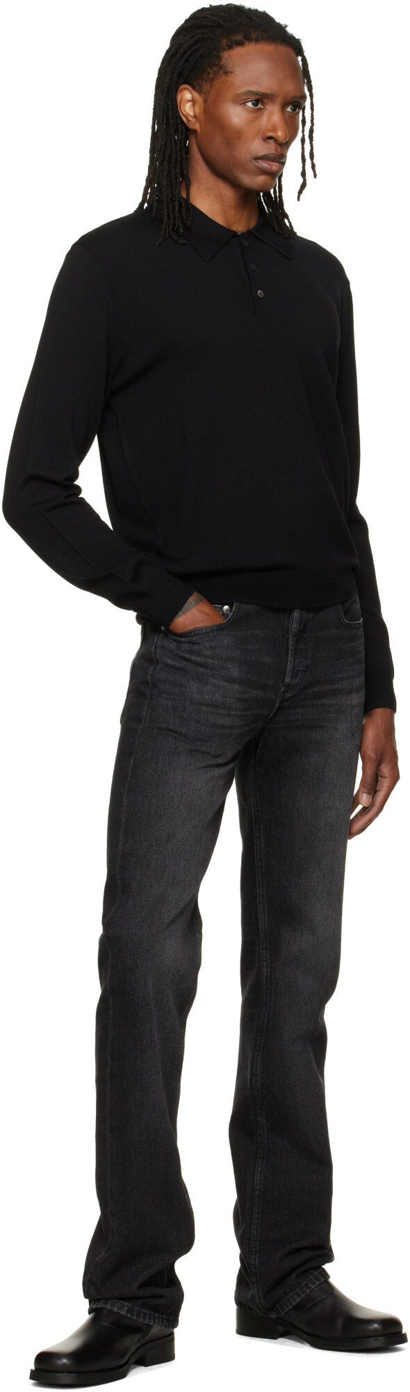 A.P.C. Black Wool Polo