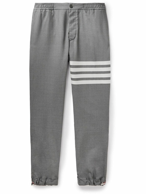 Photo: Thom Browne - Tapered Striped Wool Trousers - Gray