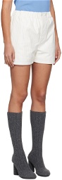 Bottega Veneta White Striped Leather Shorts