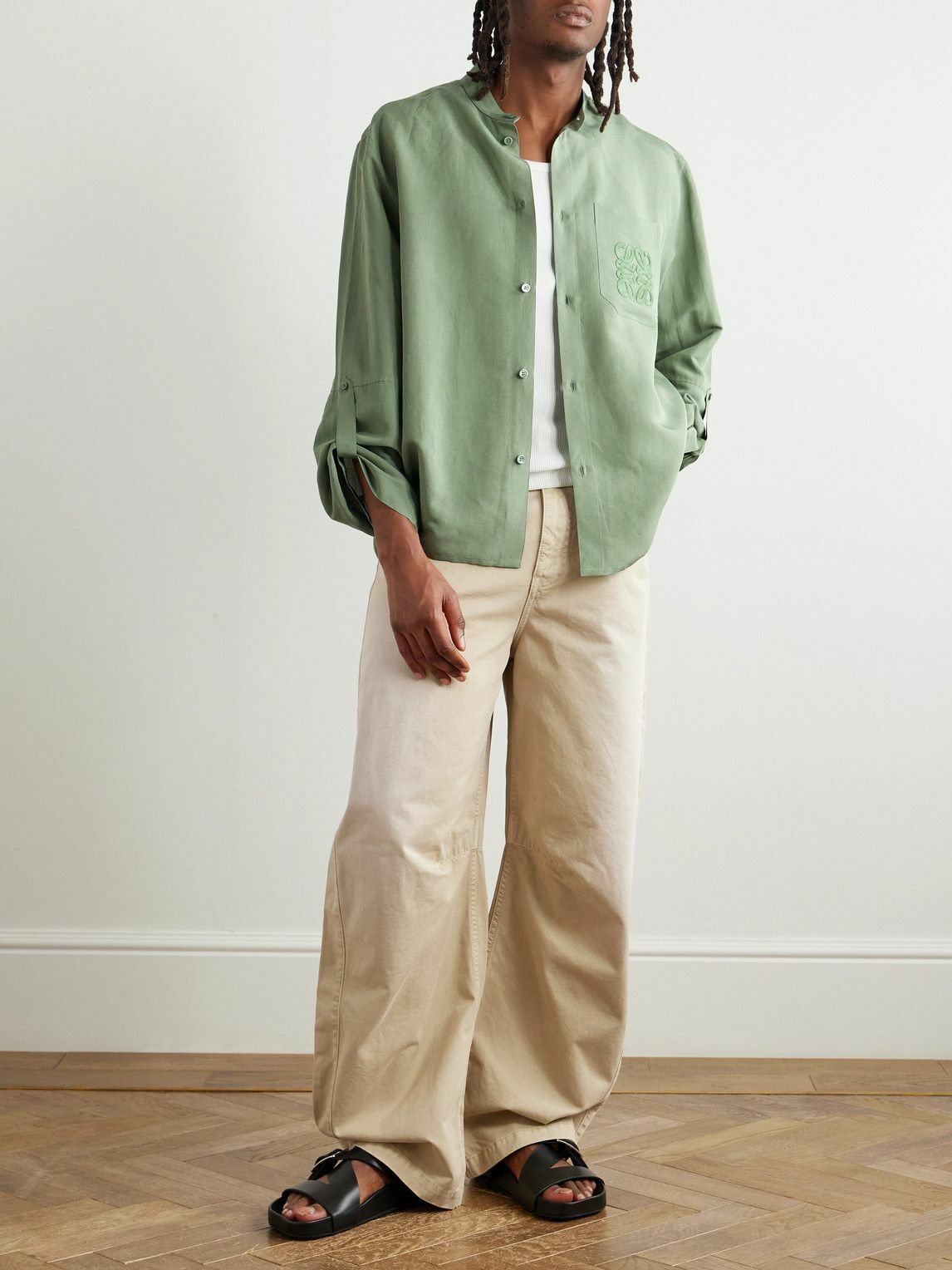 LOEWE - Paula's Ibiza Barrel-Leg Cotton-Twill Trousers - Neutrals