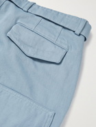 Officine Générale - Edouard Tapered Belted Recycled Cotton-Twill Chinos - Blue