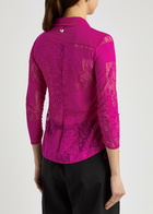 High Pronounce Ruched Lace Shirt Dark Pink