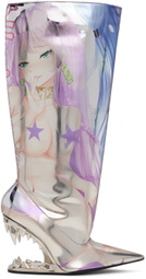 GCDS Silver Morso Hentai Wide Tall Boots