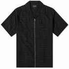 Eastlogue Men's Mechanic Zip Short Sleeve Shirt in Black Crochet