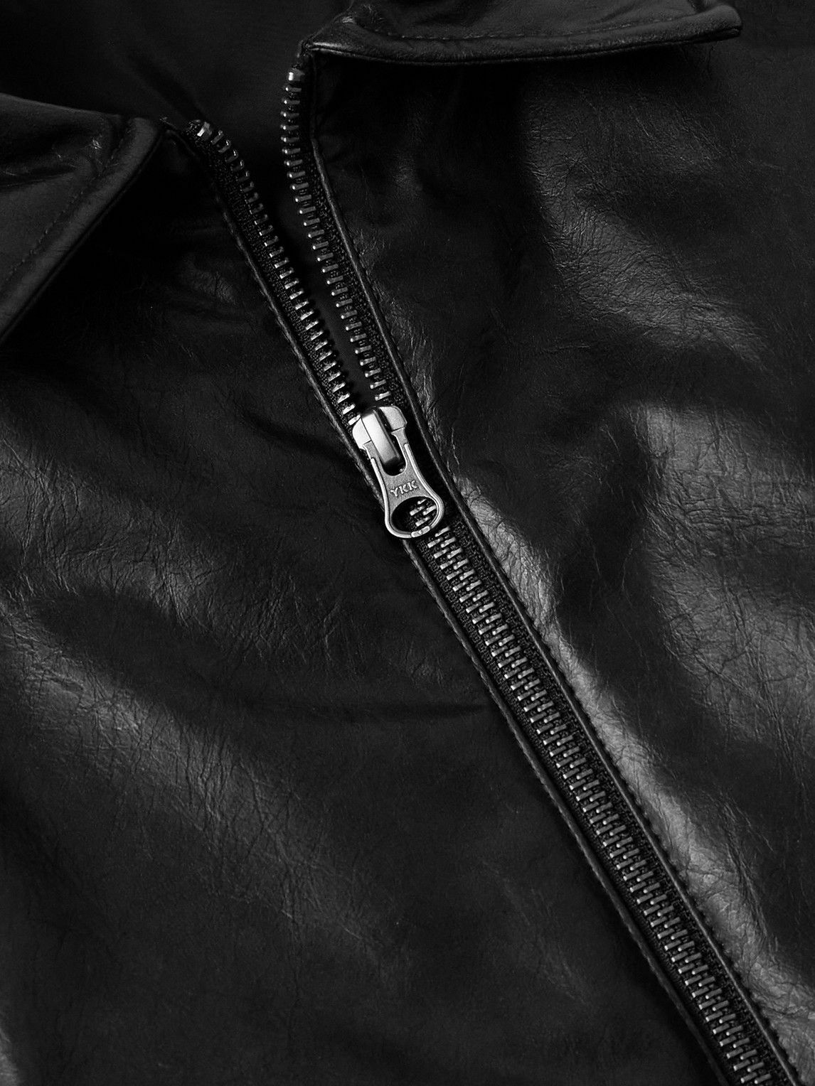 Amomento - Padded Crinkled Faux Leather Blouson Jacket - Black