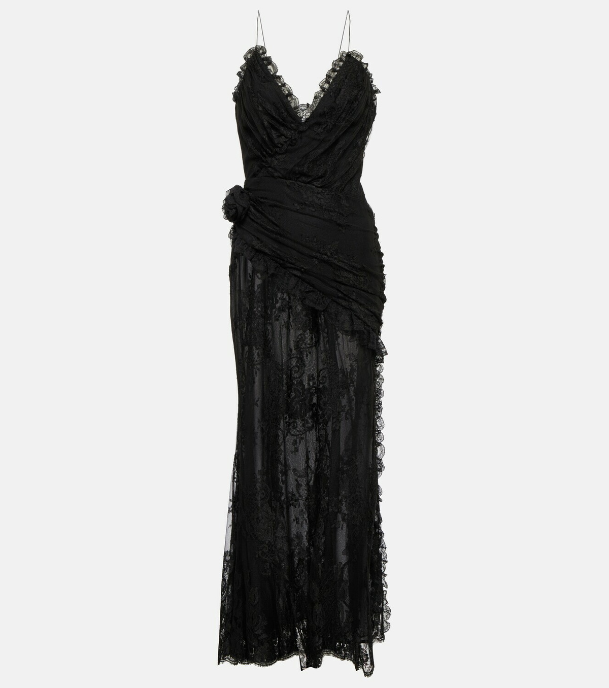 alessandra rich black dress ALESSANDRA RICH BLACK LACE AND SILK MINI DRESS SMALL