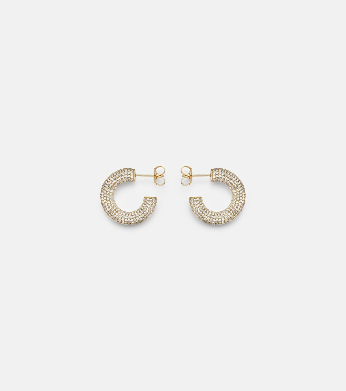 Sydney Evan Puffy 14kt gold (585/1000) hoop earrings with diamonds