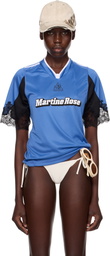 Martine Rose SSENSE Exclusive Blue Lace Trim Football T-shirt