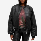 3.Paradis Women's Vegan Leather Bomber Jacket in Black