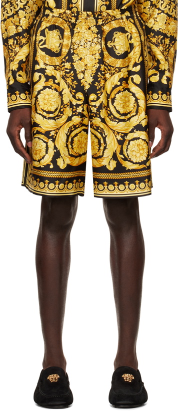 Photo: Versace Black & Gold Barocco Shorts