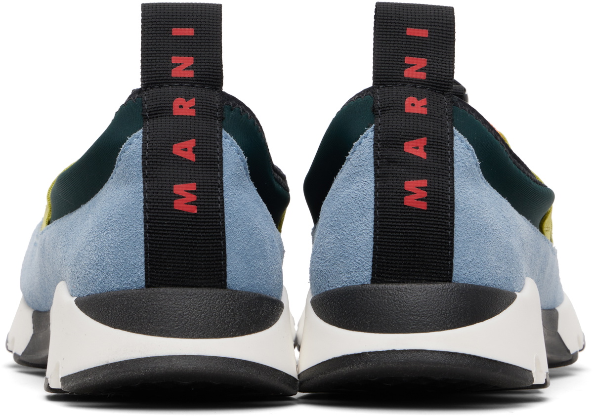 Marni Green & Blue Lycra Lace-Up Running Sneakers