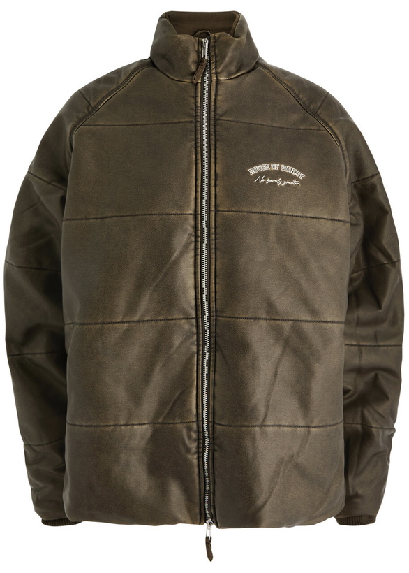 Photo: House OF Sunny Logo-embroidered Quilted Faux Leather Jacket Chocolate