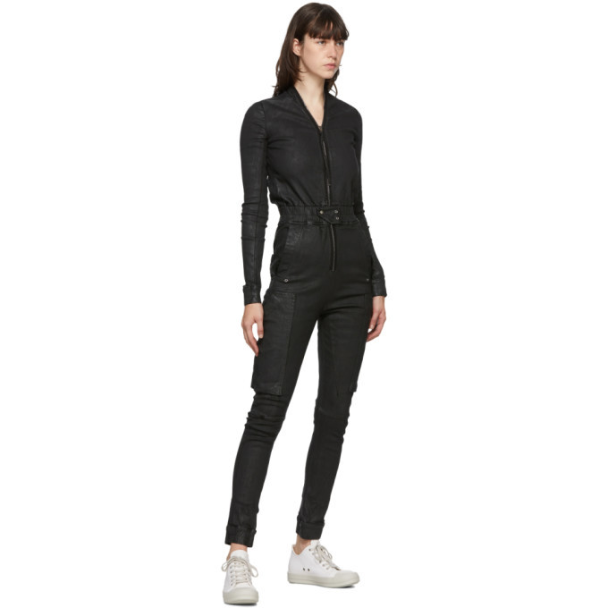 スーツ Rick Owens DRKSHDW jump suits Rick Owens Drkshdw Black Wax Denim Jumpsuit Rick Owens Drkshdw