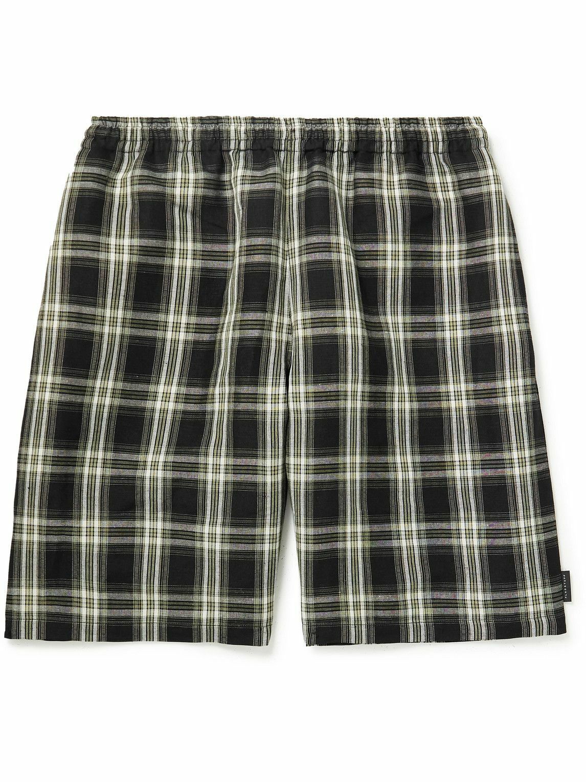 Photo: Flagstuff - Wide-Leg Checked Linen-Blend Shorts - Black