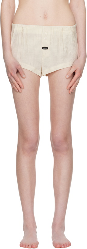 Photo: OPEN YY Beige Crinkled Tab Boxer Briefs