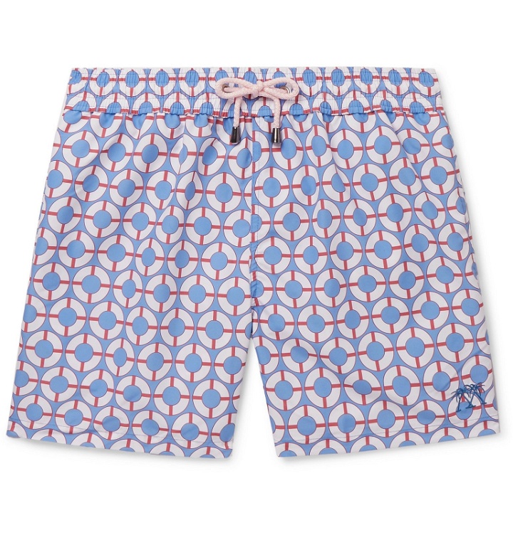 Photo: Pink House Mustique - Printed Mid-Length Printed Swim Shorts - Blue